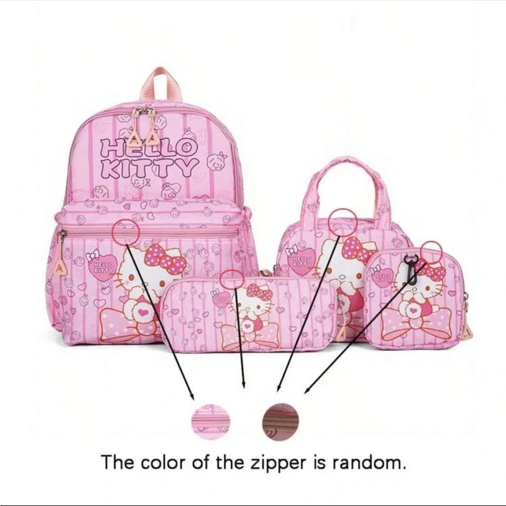 Hello kitty Sanrio backpack 4 pc set backpack, pencil case , sm bag , mini bag